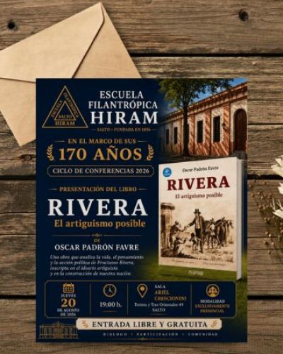 Presentación del libro Rivera. El artiguismo posible en la Escuela Filantrópica Hiram en Salto